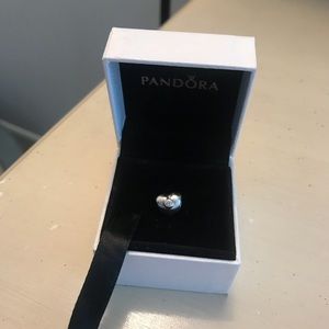Pandora silver heart charm with stone